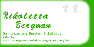 nikoletta bergman business card